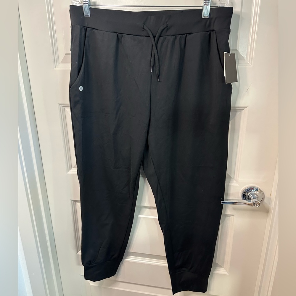 Senita Athletics Womens Flat Front Drawstring Black Joggers